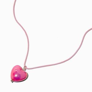 Claire's Vibrant Pink Heart Necklace with Faux Rhinestone & Pink Chain